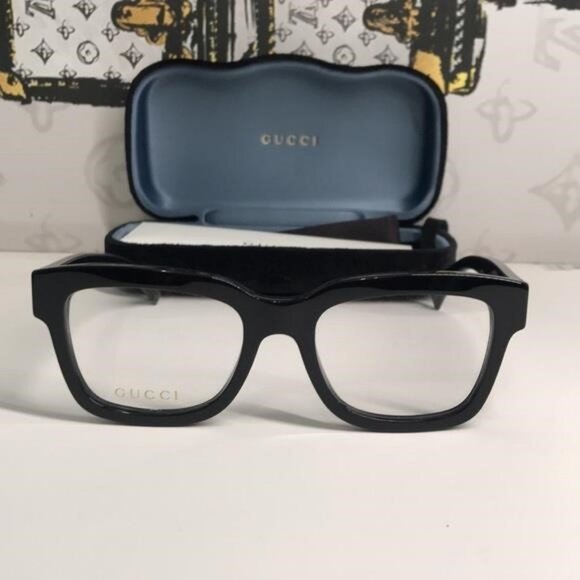✨ Luxury New Authentic Gucci GG1138O 001 Black Square Eyeglasses ✨ - Picture 8 of 13